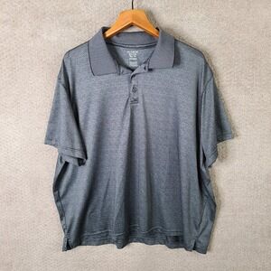 Hudson River Shirt Mens XXL Gray Striped Performance Polo Short Sleeve Polyester